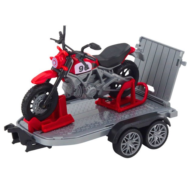 Off-road Vehicle Set with Tow Truck and Motorcycle Lights and Sounds Green 3