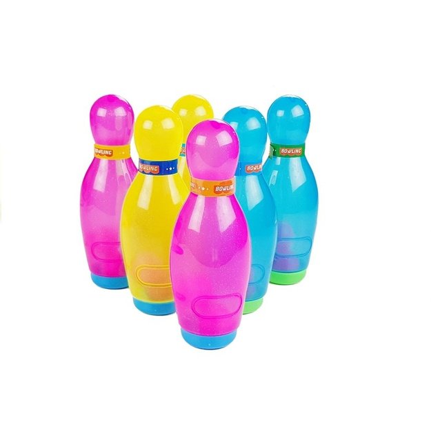 Didelis boulingo rinkinys 6 vnt. spalvotų kėglių + boulingo kamuolys 1