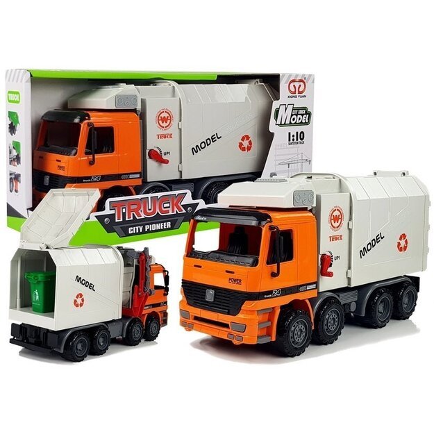 Maitinamas šiukšliavežis šiukšlių dėžė