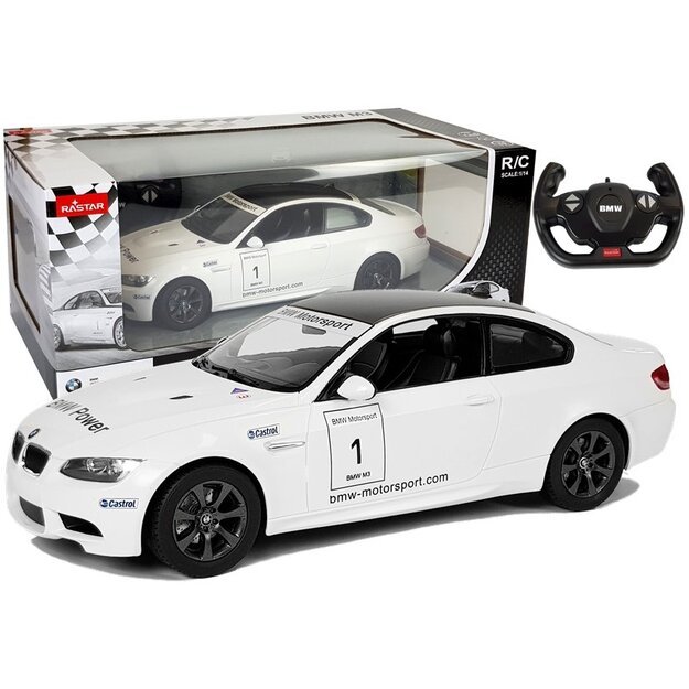 Automobilis R/C BMW M3 Rastar 1:14 Baltas