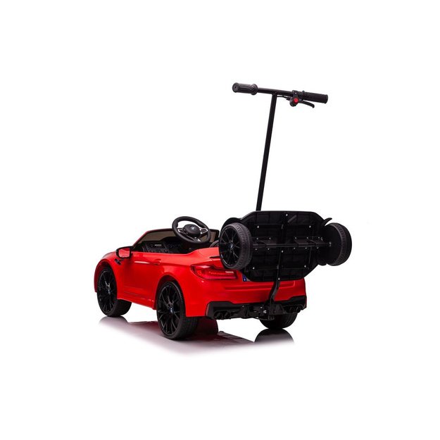 Akumuliatorinis automobilis BMW M5 su platforma tėvams, raudonas, lakuotas