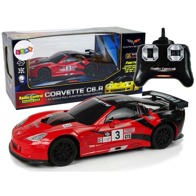 Sportinis automobilis R/C 1:24 Corvette C6.R Red 2.4 G Lights
