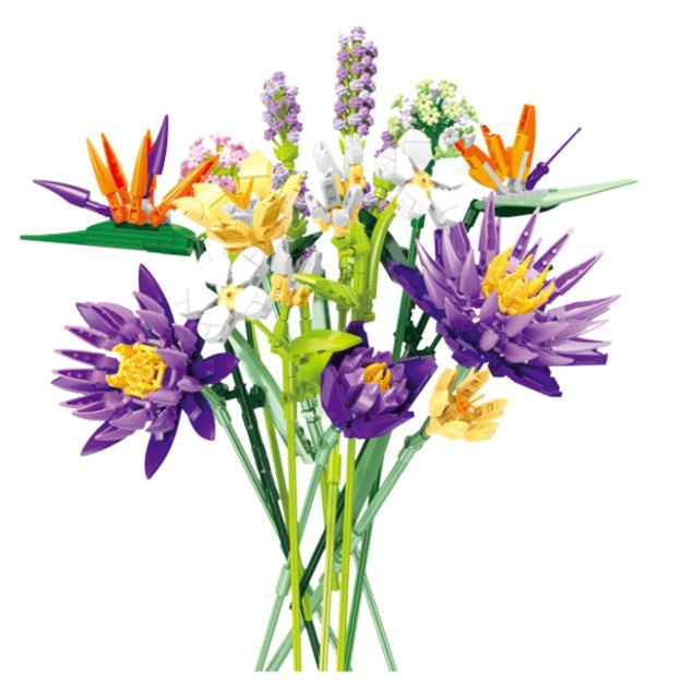 Construction Blocks Bouquet of Tropical Flowers 890 pcs. 1