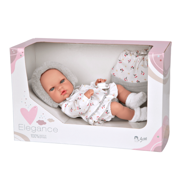 Arias lėlė kūdikėlis su pilka kepuryte, 30 cm 2