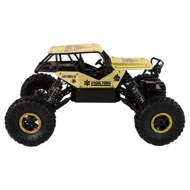 Auto RC Aukšti ratai 1:18 plastikiniai juodai auksiniai 11
