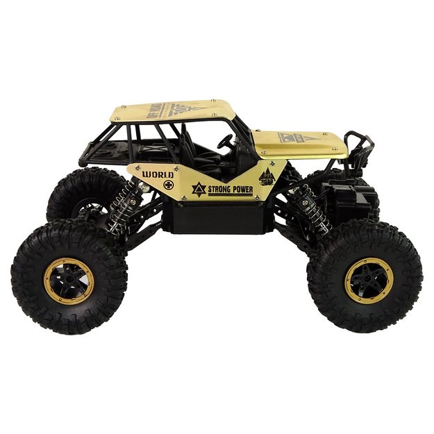Auto RC Aukšti ratai 1:18 plastikiniai juodai auksiniai 5