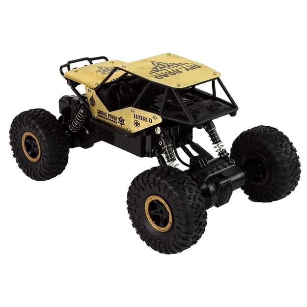 Auto RC Aukšti ratai 1:18 plastikiniai juodai auksiniai 9