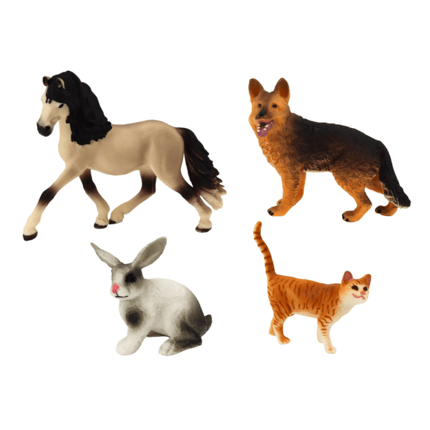 Set of Pet Figures Horse Dog Rabbit Cat 4 Pieces