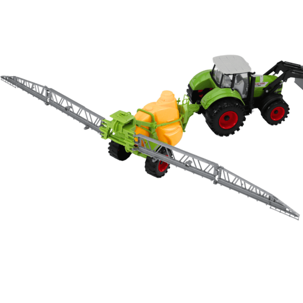 Agricultural Tractor Excavator With Sprayer Drive Green