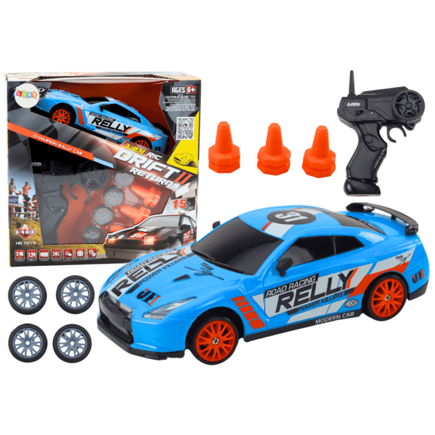 Nuotoliniu būdu valdomas R/C sportinis automobilis 1:24 Mėlyni keičiami ratai 6