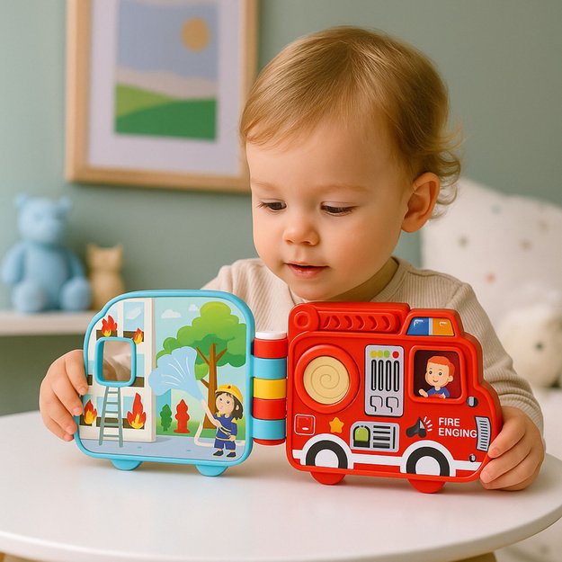Interactive Educational Book Vehicles Lights Sounds Moving Elements 4