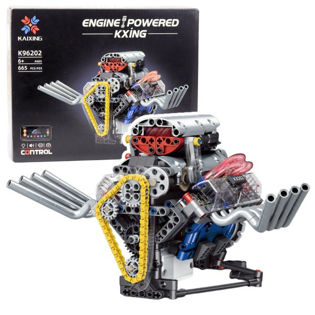 Construction Bricks Set Engine Model V Powered 665 pcs.