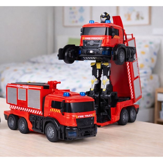 Firefighter Robot Car 2 in 1 Remote Controlled RC Lights Sounds Water 2