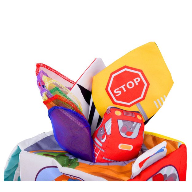 Soft Sensory Cube with Mirror Cars and Road Signs for Toddlers 4