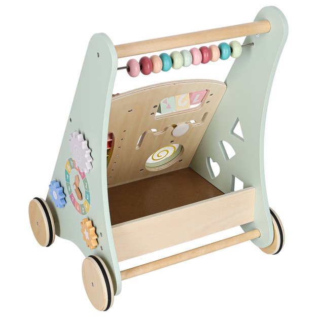 Kūdikių vežimėlis medinė vaik&scaron;tynė su abaku mėlyna 6