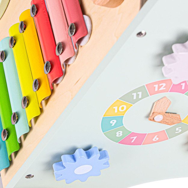 Kūdikių vežimėlis medinė vaik&scaron;tynė su abaku mėlyna 14