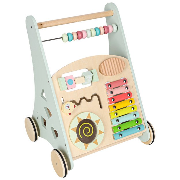 Kūdikių vežimėlis medinė vaik&scaron;tynė su abaku mėlyna 1