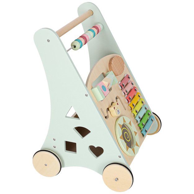 Kūdikių vežimėlis medinė vaik&scaron;tynė su abaku mėlyna 4