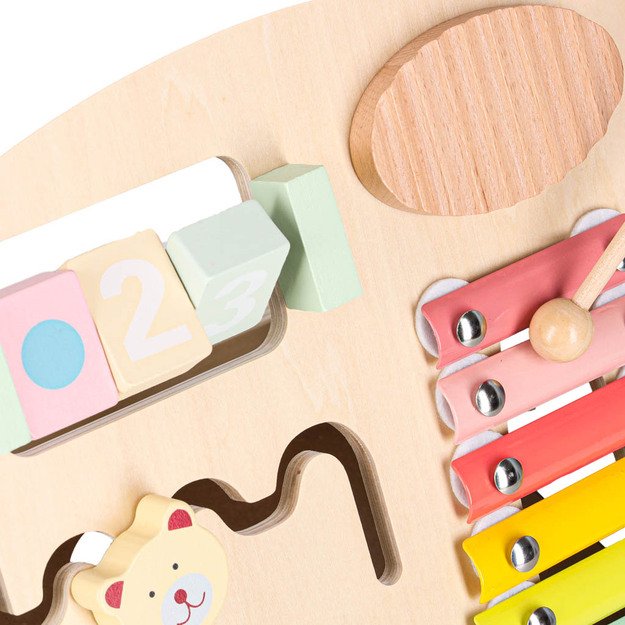 Kūdikių vežimėlis medinė vaik&scaron;tynė su abaku mėlyna 11