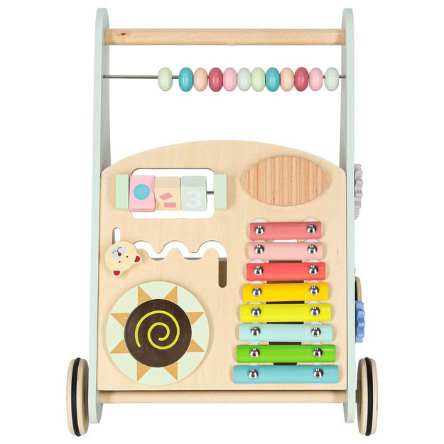 Kūdikių vežimėlis medinė vaik&scaron;tynė su abaku mėlyna 3