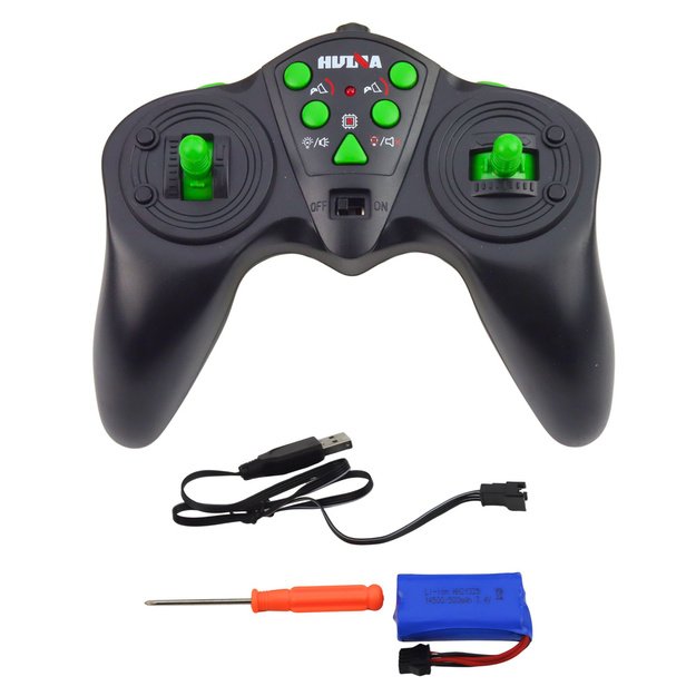 Remote Control Backhoe Loader RC Lights Sound Green Huina 1:14