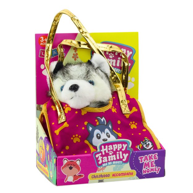 Husky Dog In A Bag Plush Mascot Cuddly Toy White Gray 4