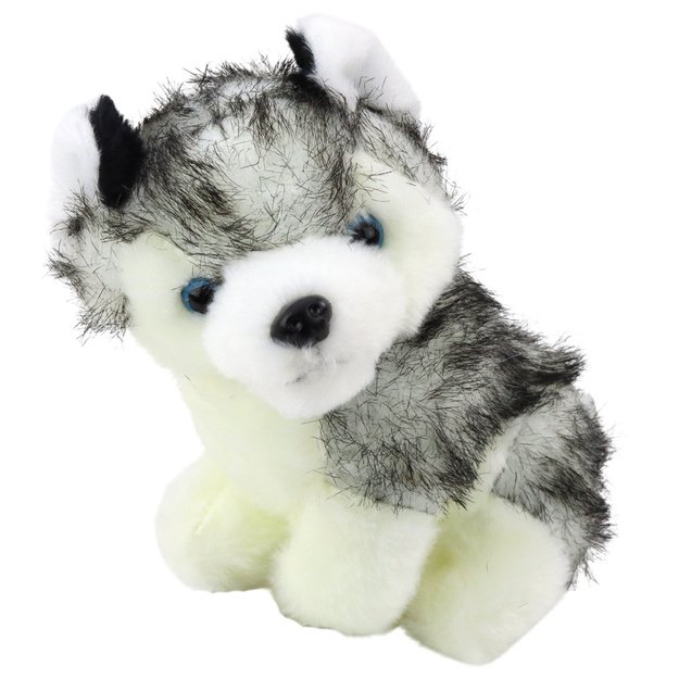 Husky Dog In A Bag Plush Mascot Cuddly Toy White Gray 1