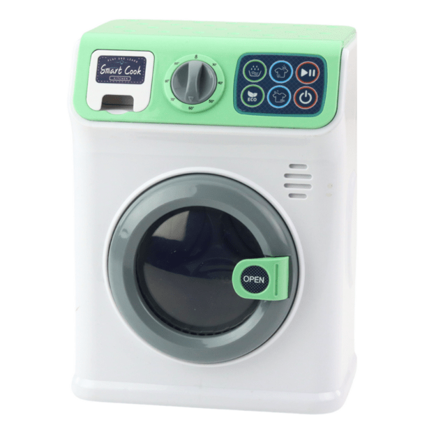 Children s Washing Machine Rotating Drum Lights Sounds White Green 1