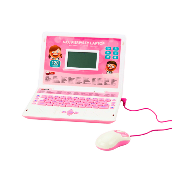 Edukacinis interaktyvus nešiojamas kompiuteris, 60 funkcijų, dvi kalbos, rožinis 1