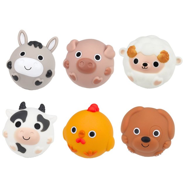 Vonios žaislai, augintiniai, ūkis, čiuožykla, krepšeliai, sietelis, 10 vnt. 1