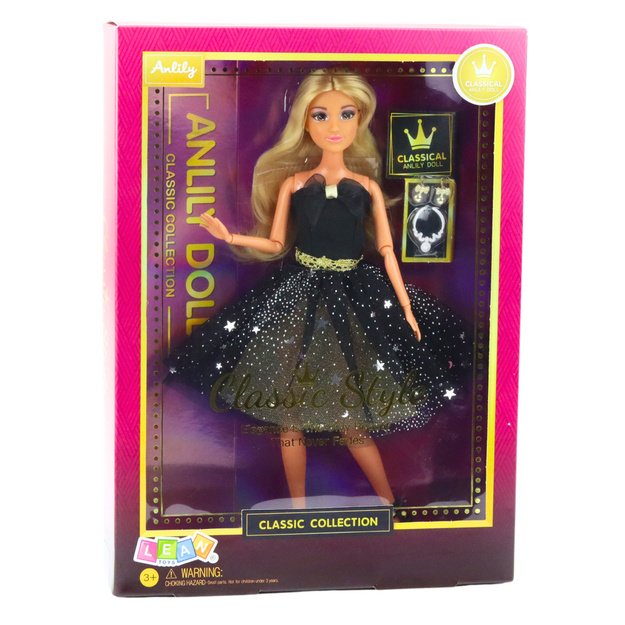 Anlily Doll Ball Gown Black and Gold Movable Limbs Blonde Hair 2