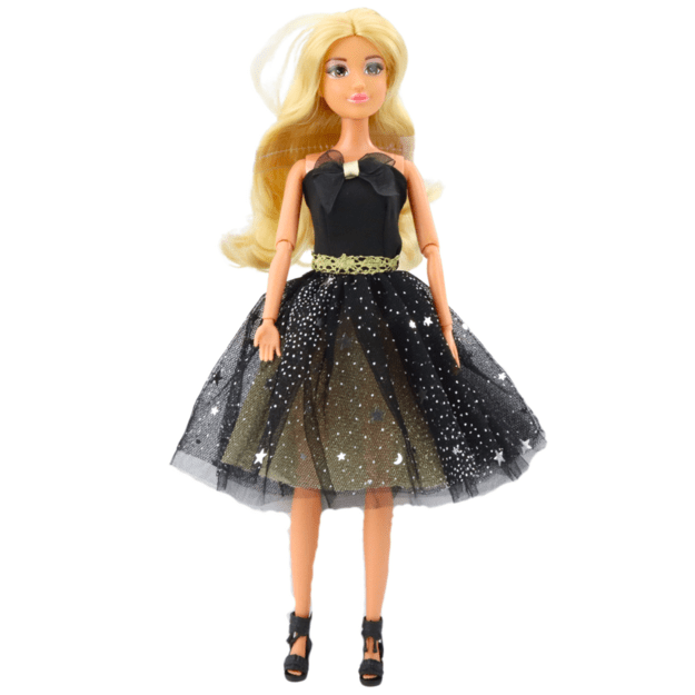 Anlily Doll Ball Gown Black and Gold Movable Limbs Blonde Hair 1