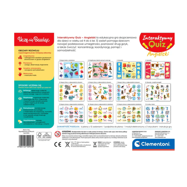 Educational Game Interactive Quiz English Language Polish Language Clementoni 50943 2