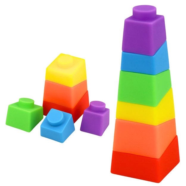 Set of Rubber Blocks Tower Rocket Cosmonaut Colorful 11 ​​pcs. 1
