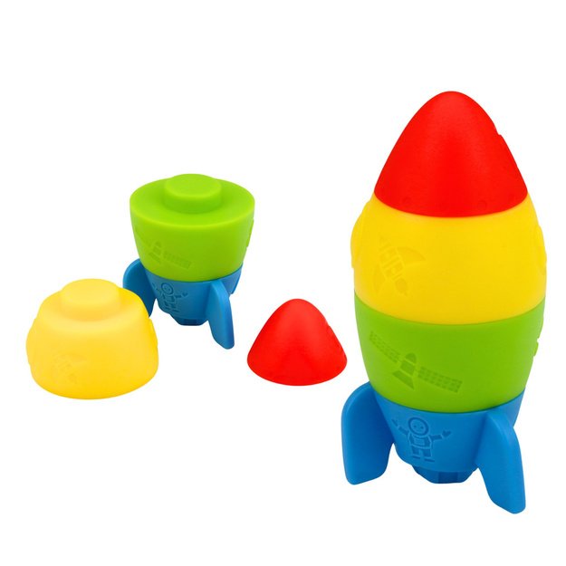 Set of Rubber Blocks Tower Rocket Cosmonaut Colorful 11 ​​pcs. 2