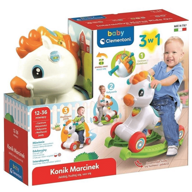 Interactive Pony Marcinek Rocking Horse, Walker & Activity Center Polish & English Clementoni 50928