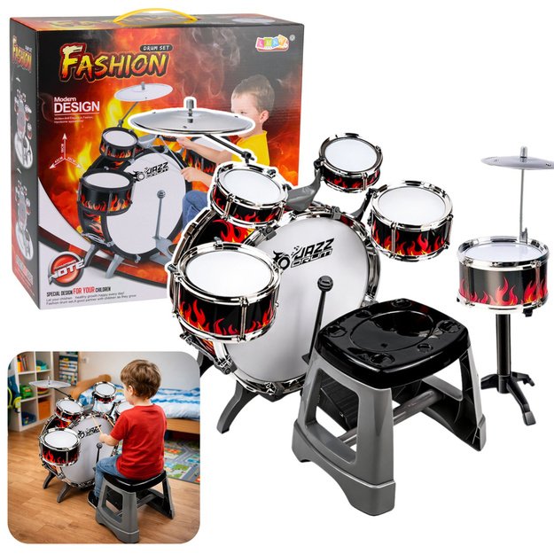 Children s Drum Set 6 Drums 2 Cymbals Musical Instrument Stool