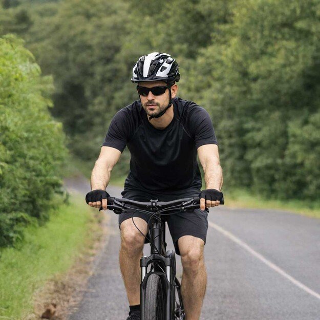 RALLEX moteri&scaron;kas dviratininko &scaron;almas vyri&scaron;kas reguliuojamas juodai baltas M 54-58cm 6