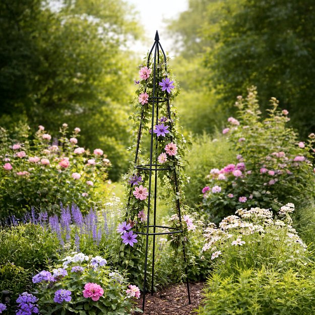 LUARO sodo pavėsinė gėlių stovas laipiojančioms rožėms metalinė piramidė 7