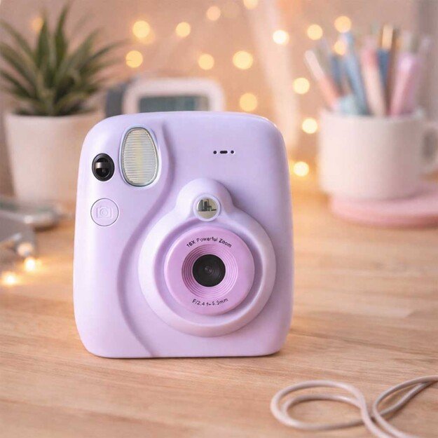 Skaitmeninis momentinis fotoaparatas 16x kasetė su žymekliais violetinės spalvos