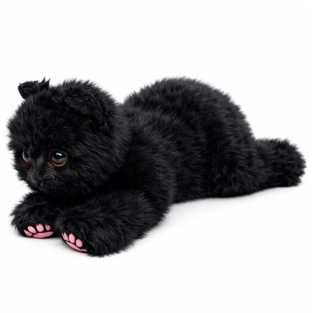 Plush Toy Cuddly Toy Kitten Lying Black 38 cm