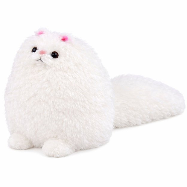 Pliušinis žaislas, miela didelė katė su ilga uodega, pūkuota, 30 x 30 cm