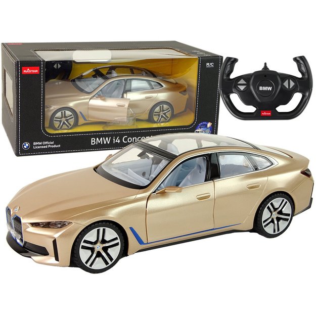 BMW I4 nuotolinio valdymo automobilis RC Rastar auksinis 1:14