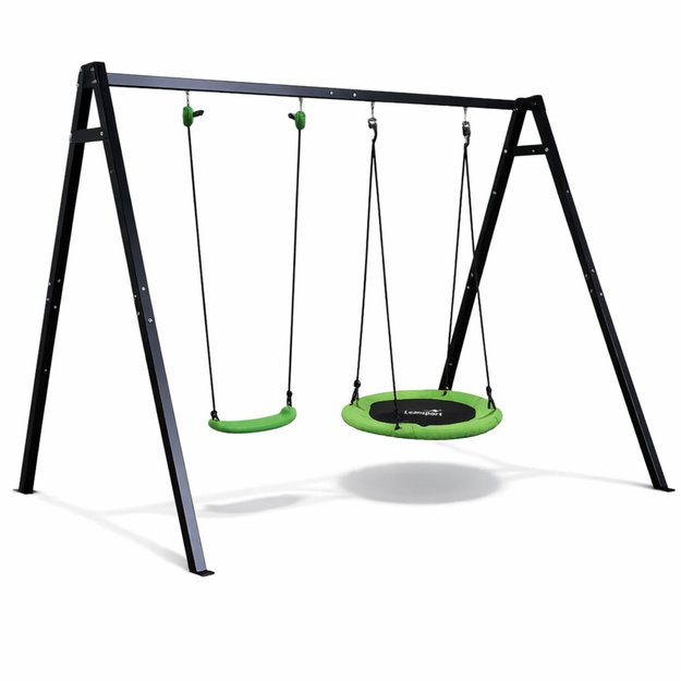 Garden Swing Stork s Nest Seat 2in1 Frame Black 260x173 cm