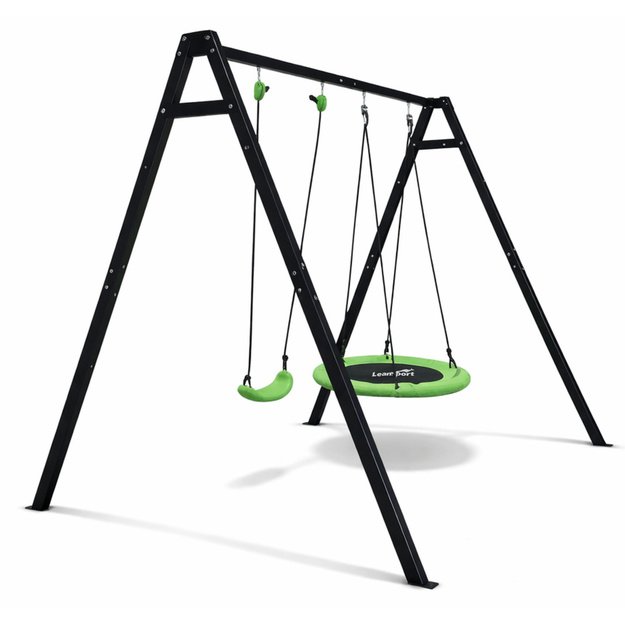 Garden Swing Stork s Nest Seat 2in1 Frame Black 260x173 cm
