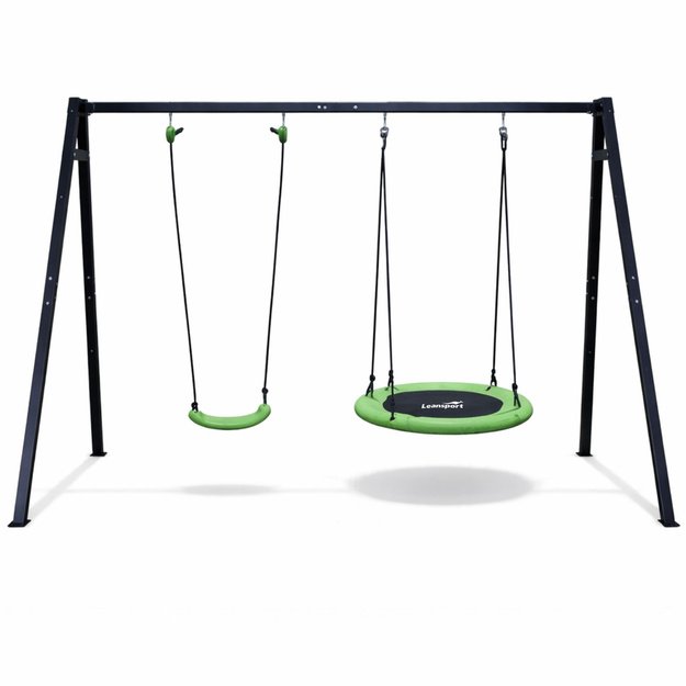 Garden Swing Stork s Nest Seat 2in1 Frame Black 260x173 cm