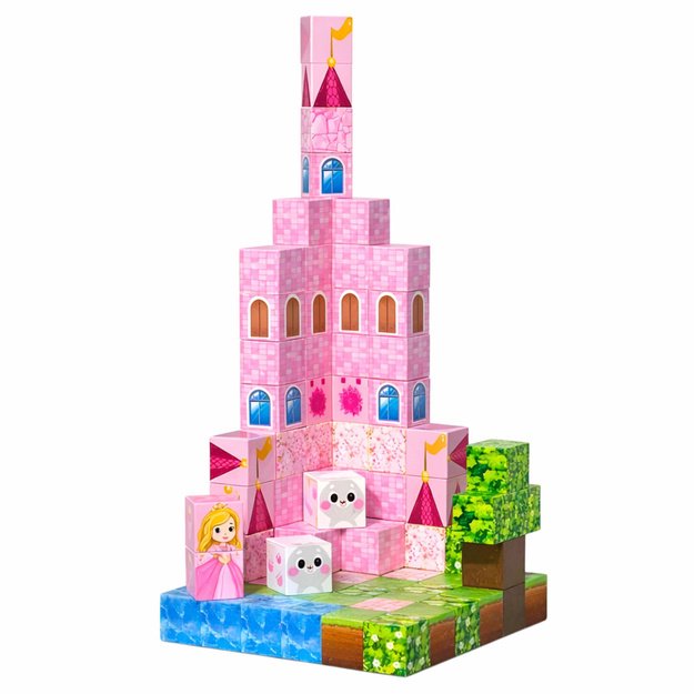 Magnetiniai konstruktoriai, pikseliai, kubeliai, princesės pilis, 96 vnt.