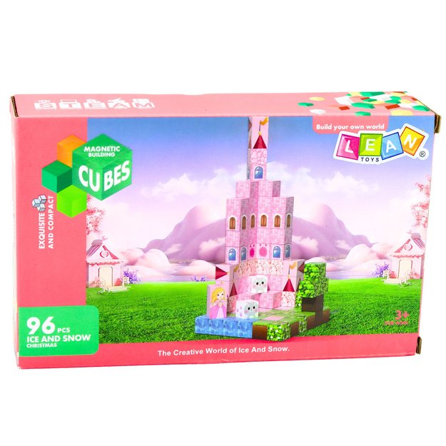 Magnetiniai konstruktoriai, pikseliai, kubeliai, princesės pilis, 96 vnt.