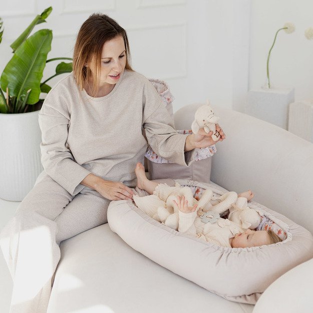 BABY NEST VELVET BLOOM BEIGE 80X45