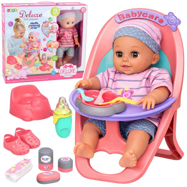 Baby Doll Peeing, Babbles, Cries, Speaks 12 Sounds, Accessories, Chair